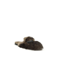 Dolce & Gabbana Graue Lammfell-Mules (Ovis Aries Aries)