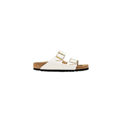 Birkenstock flache Sandalen aus beigem Kunstleder