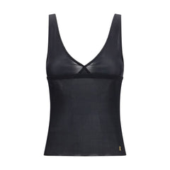 Saint Laurent Schwarzes ärmelloses T-Shirt aus Seide
