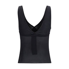 Saint Laurent Schwarzes ärmelloses T-Shirt aus Seide