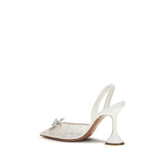 Amina Muaddi High Heel Pumps aus weißem Stoff