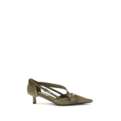 Prada Bicolor Cotton-Pumps mit mittlerem Absatz