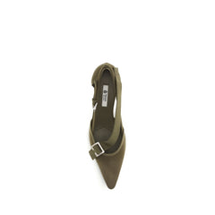 Prada Bicolor Cotton-Pumps mit mittlerem Absatz