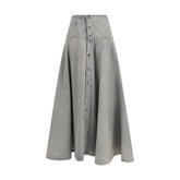 Haikure Blue Cotton Midi Skirt