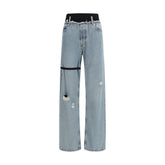 ALAINPAUL Blaue Baumwoll-High-Waist-Jeans