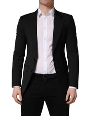 Dolce & Gabbana Schwarze Polyester-Herrenanzugjacke mit 2 Knöpfen