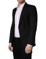 Dolce & Gabbana Schwarze Polyester-Herrenanzugjacke mit 2 Knöpfen