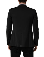 Dolce & Gabbana Schwarze Polyester-Herrenanzugjacke mit 2 Knöpfen