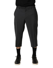 Dolce & Gabbana Dunkelgraue Cropped Chino Hose aus Wolle