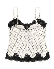 Dolce & Gabbana White Polka Dot Lace-Trimmed Camisole Top Underwear