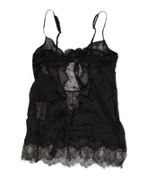 Dolce & Gabbana Zwart Zijden Kanten Lingerie Chemise Top Ondergoed