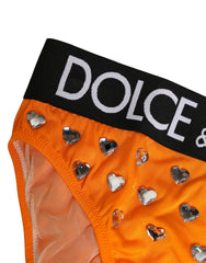 Dolce & Gabbana Orange Kristall High-Waist Brief Panty Unterwäsche