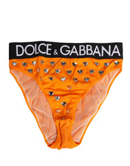 Dolce & Gabbana Orange Kristall High-Waist Brief Panty Unterwäsche