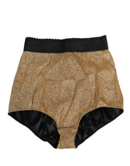 Dolce & Gabbana Goldene Höschen aus Seidenmischung mit hoher Taille und Bauchweg-Effekt