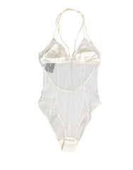Dolce & Gabbana White Sheer Nylon Bodysuit Halterneck Underwear