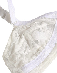 Dolce & Gabbana Weißer kabelloser Soft-Cup-BH aus Baumwollspitze Unterwäsche