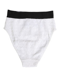 Dolce & Gabbana White Black Sequin High Waist Panty Underwear