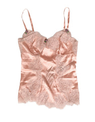 Dolce & Gabbana Pink Lace Silk Satin Tank Lingerie Sleepwear