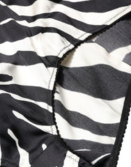 Dolce & Gabbana Black White Zebra High Waist Girdle Panty Underwear