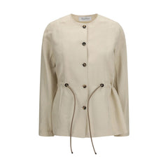Max Mara Beige Linen Full-Length Jacket