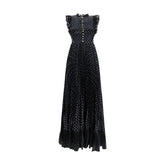 Self-Portrait Black Polyester Casual Dress