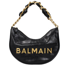 Balmain Black Leather Shoulder Bag