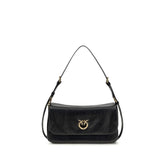 PINKO Black Calf Leather Bos Taurus Shoulder Bag