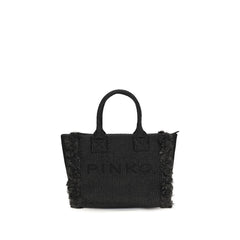 PINKO Black Raffia Shoulder Bag