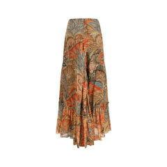 Etro Multicolor Silk Long Skirt