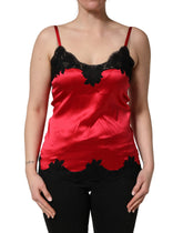 Dolce & Gabbana Rode Zijden Cami Top met Kanten Afwerking Mouwloos