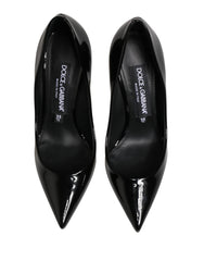 Dolce & Gabbana Black Calf Leather Stiletto Heels Pumps Shoes