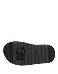 Dolce & Gabbana Gray Leather Monogram Logo Sandals Shoes