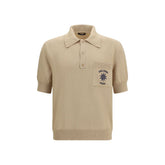 Balmain Beige Cotton Polo Shirt