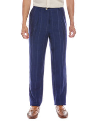 Brunello Cucinelli Blue Linen Casual Pants