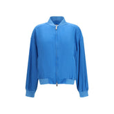 Versace Blauwe Zijden Bomber