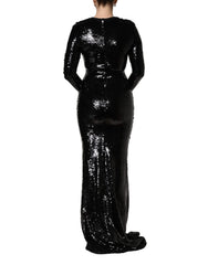 Dolce & Gabbana Black Bodycon Mermaid Sequinned Gown Dress