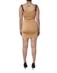 Dolce & Gabbana Brown Nylon Blend Cady Sleeveless Mini Dress