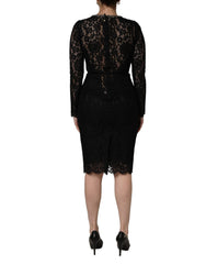 Dolce & Gabbana Black Crystal Embellished Sheath Midi Dress