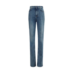Balenciaga Blue Cotton High-Waisted Jean