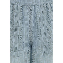 Fendi Blue Viscose Casual Pants