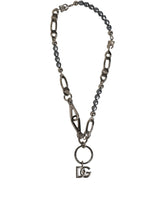 Dolce & Gabbana Silver Tone Chain Signature DG Logo Pendant Necklace