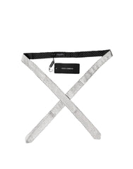 Dolce & Gabbana White Black Patterned Silk Adjustable Men Necktie Tie