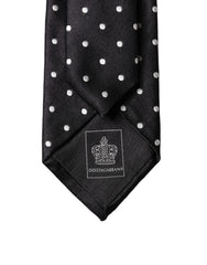 Dolce & Gabbana Black White Polka Dots Silk Adjustable Men Necktie Tie