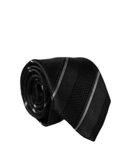 Dolce & Gabbana Black White Stripes 100% Silk Adjustable Men Necktie Tie