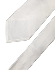 Dolce & Gabbana White Solid Silk Blend Adjustable Men Tied Necktie Tie