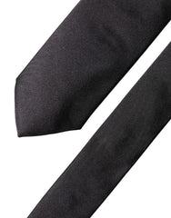 Dolce & Gabbana Black Solid 100% Silk Adjustable Men Tied Necktie Tie
