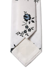 Dolce & Gabbana White Floral Fantasy Cotton Adjustable Men Necktie Tie