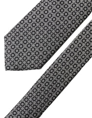 Dolce & Gabbana Black White Patterned Silk Adjustable Men Necktie Tie