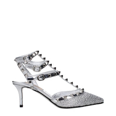 Valentino Garavani Gray Leather Stiletto Heel Sandals
