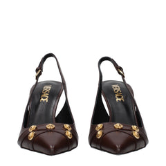 Versace Brown Leather High Heel Pumps